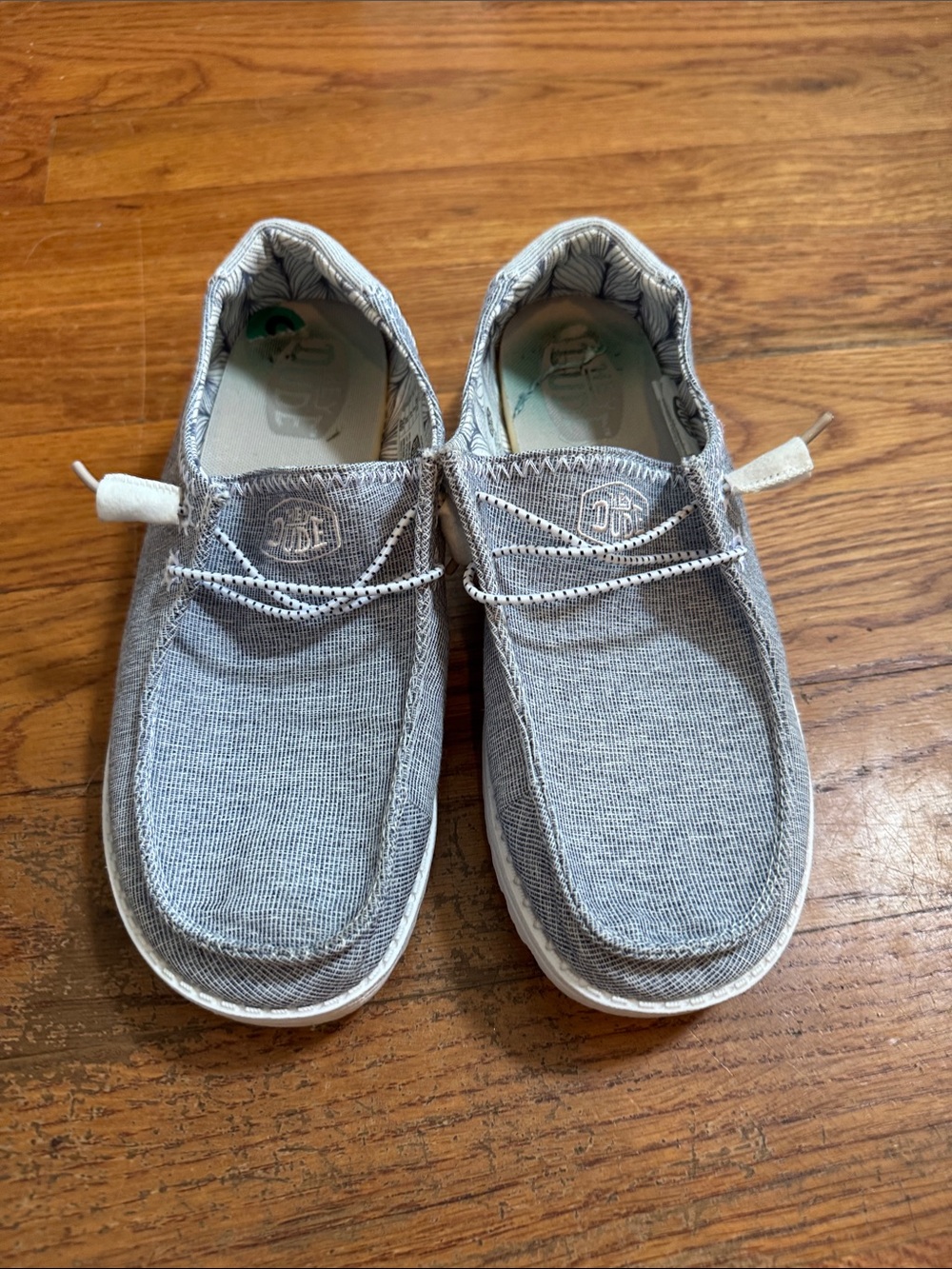 Womens Grey Slip-On Hey Dudes Canvas Shoes with Elastic Laces